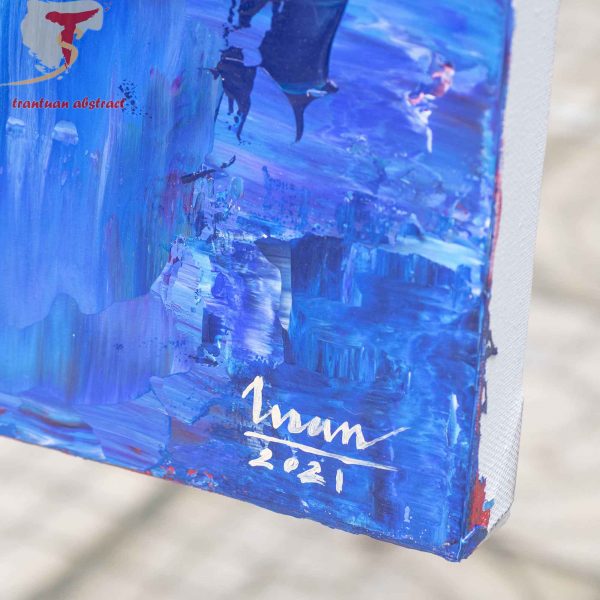 Tran Tuan Abstract Mysterious Stillness 2021 135 x 80 x 5 cm Acrylic on Canvas Painting Detail