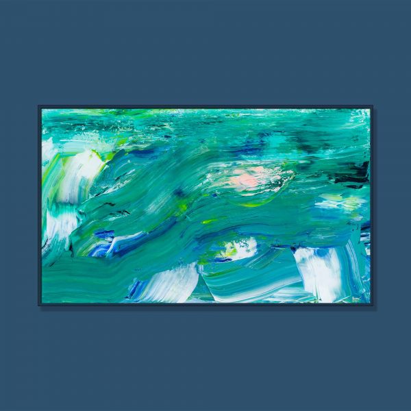 Tran Tuan Abstract Blurry Moon in Green Night 2021 135 x 80 x 5 cm Acrylic on Canvas Painting