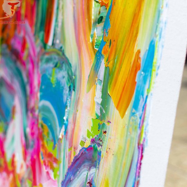 Tran Tuan Abstract Rainbow and Sea 2021 135 x 80 x 5 cm Acrylic on Canvas Painting Detail