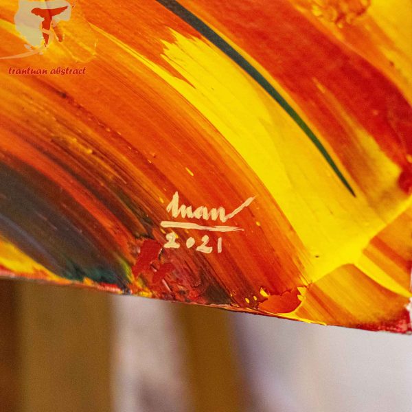 Tran Tuan Abstract Vibrant Warmth 2021 120 x 100 x 5 cm Acrylic on Canvas Painting Detail s (3)