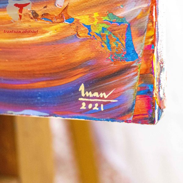 Tran Tuan Abstract Fly over the Sun 2021 120 x 100 x 5 cm Acrylic on Canvas Painting Detail s (3)